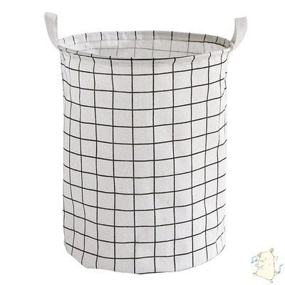 Cotton Linen Dirty Laundry Basket Foldable Round Waterproof