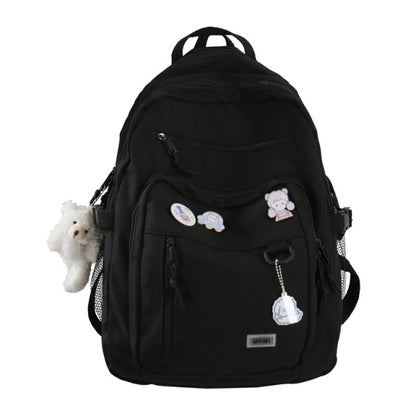 Fashion Big Student Backpack NEW Badge Rucksack Girls School Bag High Capacity Women Backpack Female Cute Leisure Travel Mochila