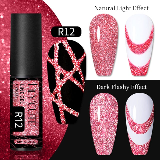 Reflective Glitter Line Gel Nail Polish