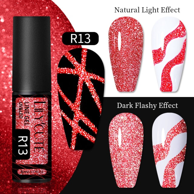 Reflective Glitter Line Gel Nail Polish