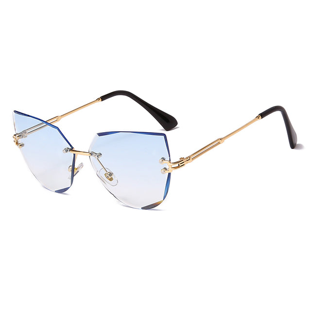 Rimless Cat Eye Sunglasses Luxury