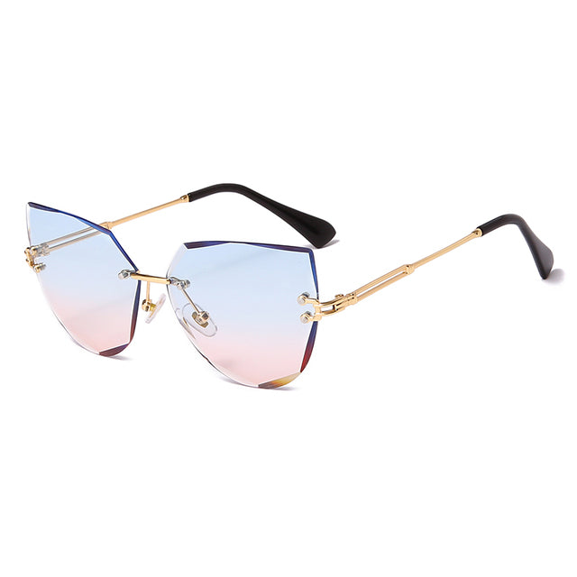 Rimless Cat Eye Sunglasses Luxury