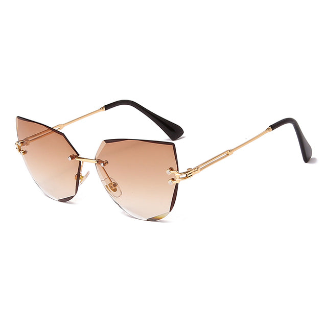 Rimless Cat Eye Sunglasses Luxury