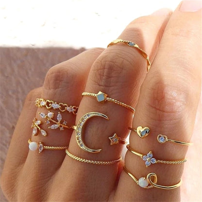 Gold Chain Rings Set