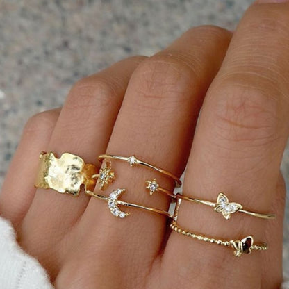 Gold Chain Rings Set