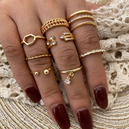 Gold Chain Rings Set