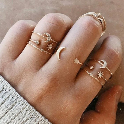 Gold Chain Rings Set