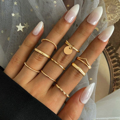 Gold Chain Rings Set