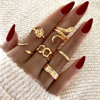 Gold Chain Rings Set