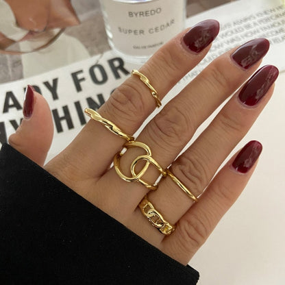 Gold Chain Rings Set