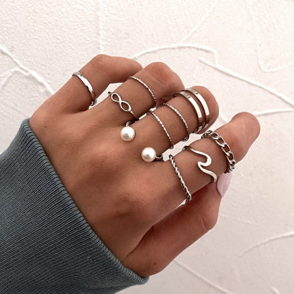 Gold Chain Rings Set