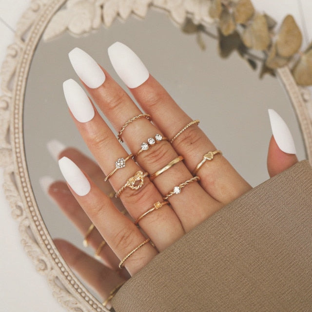 Gold Chain Rings Set