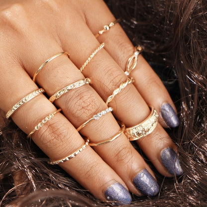 Gold Chain Rings Set