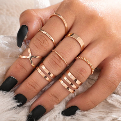 Gold Chain Rings Set