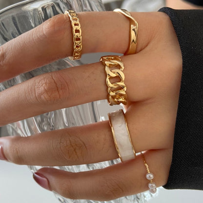 Gold Chain Rings Set