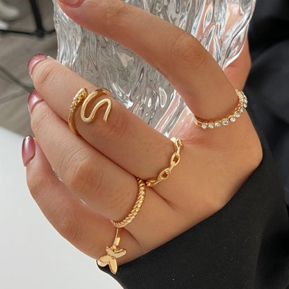 Gold Chain Rings Set