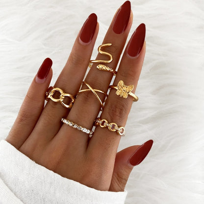 Gold Chain Rings Set