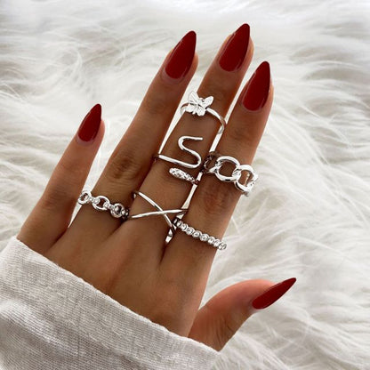 Gold Chain Rings Set