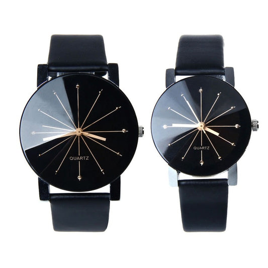 Couple Lover Watches Quartz Dial Clock PU Leather