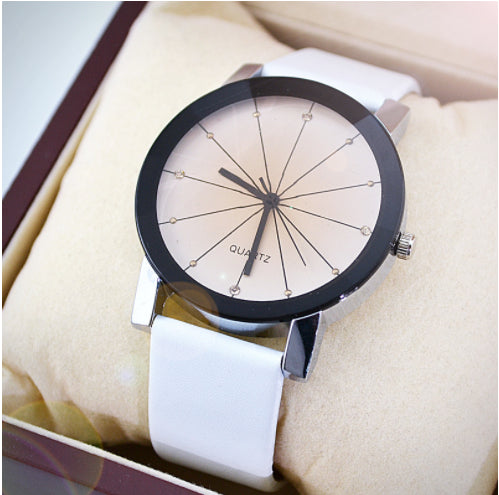 Couple Lover Watches Quartz Dial Clock PU Leather