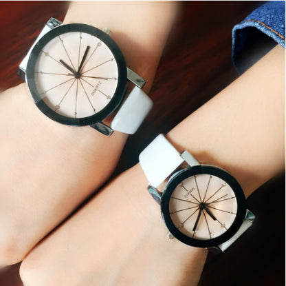 Couple Lover Watches Quartz Dial Clock PU Leather