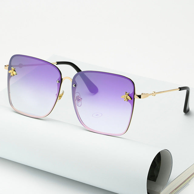 Oversize Rimless Square Bee Sunglasses