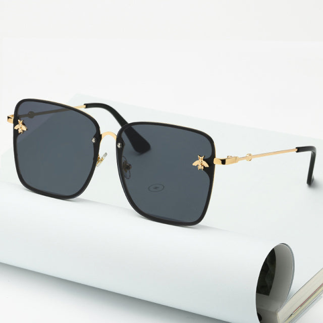 Fashion Lady Oversize Rimless Square Bee Sunglasses