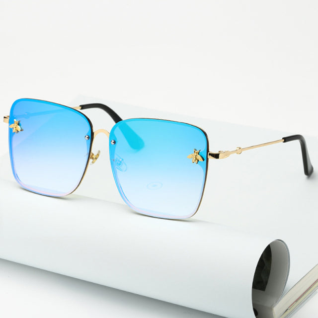 Fashion Lady Oversize Rimless Square Bee Sunglasses