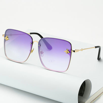 Fashion Lady Oversize Rimless Square Bee Sunglasses