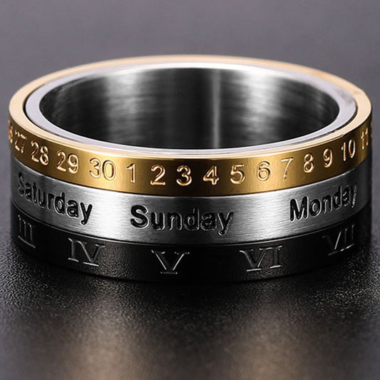 Anxiety Rotatable Calendar Finger Ring