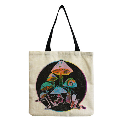 Bright Colors Cartoon Mushroom Printed Bag