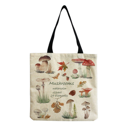 Bright Colors Cartoon Mushroom Printed Bag