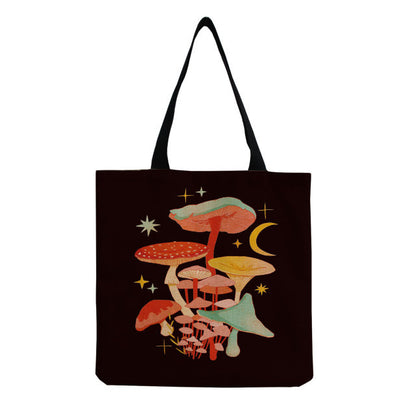 Bright Colors Cartoon Mushroom Printed Bag