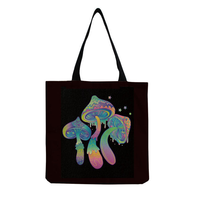 Bright Colors Cartoon Mushroom Printed Bag