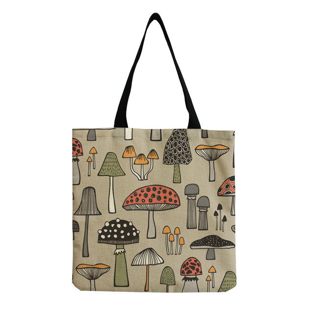 Bright Colors Cartoon Mushroom Printed Bag