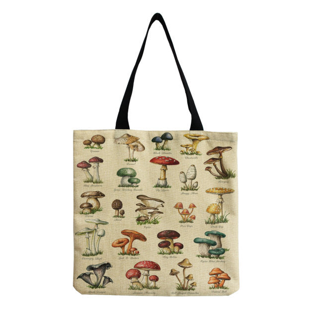 Bright Colors Cartoon Mushroom Printed Bag