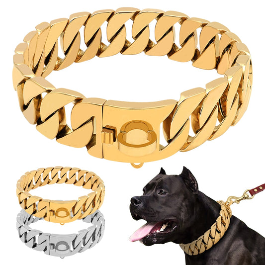 Strong Metal Dog Chain Collars Stainless Steel