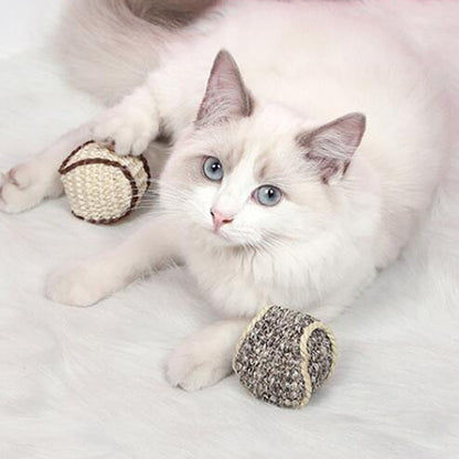 Cat Pet Sisal Rope Weave Ball Teaser Play Chewing