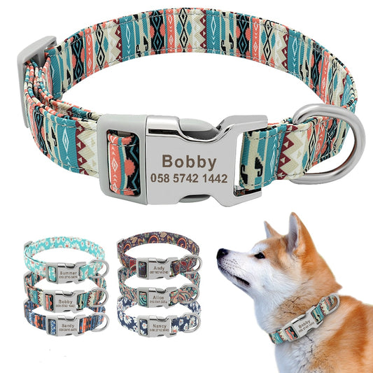 Customized Printed Pet Collar Nylon Dog Collar Personalized