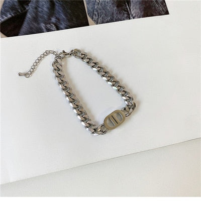 Punk Cuban Chain Double D Choker Necklaces