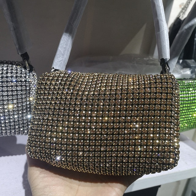 Leather Rhinestone Handbag