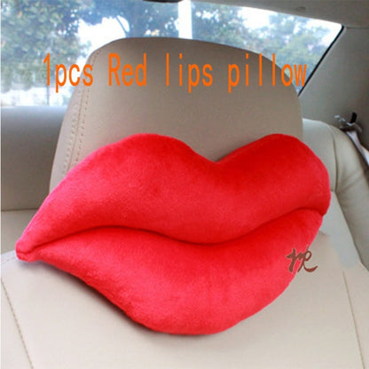 Car Lovers Red Lips Beard Headrest Neck Lumbar Pillow