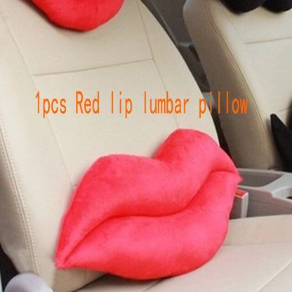 Car Lovers Red Lips Beard Headrest Neck Lumbar Pillow