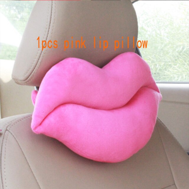 Car Lovers Red Lips Beard Headrest Neck Lumbar Pillow