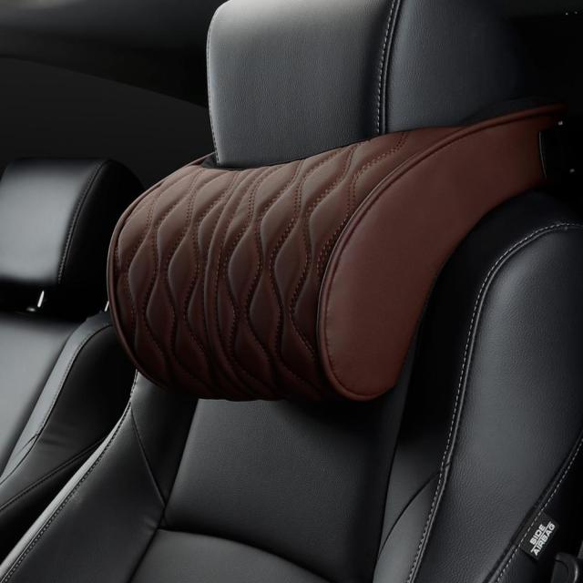 Car Headrest Pillow Leather Embroidered Seat