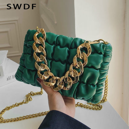 Chain Small Clutch PU Leather Cross body