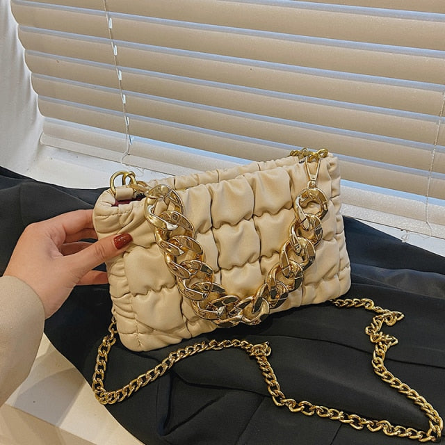 Chain Small Clutch PU Leather Cross body