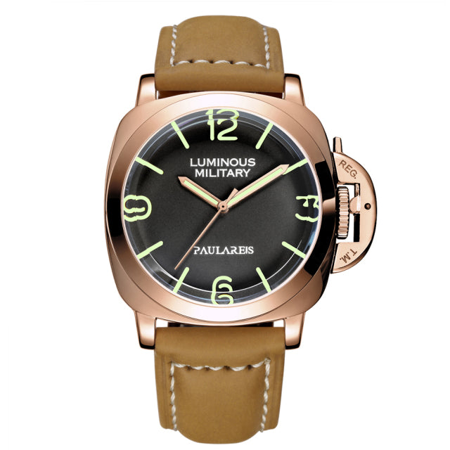 Automatic Self Wind Mechanical Genuine Brown Leather