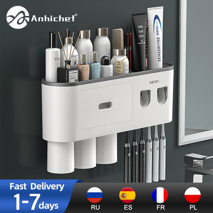 Bathroom Magnetic Adsorption Inverted Toothbrush Holder