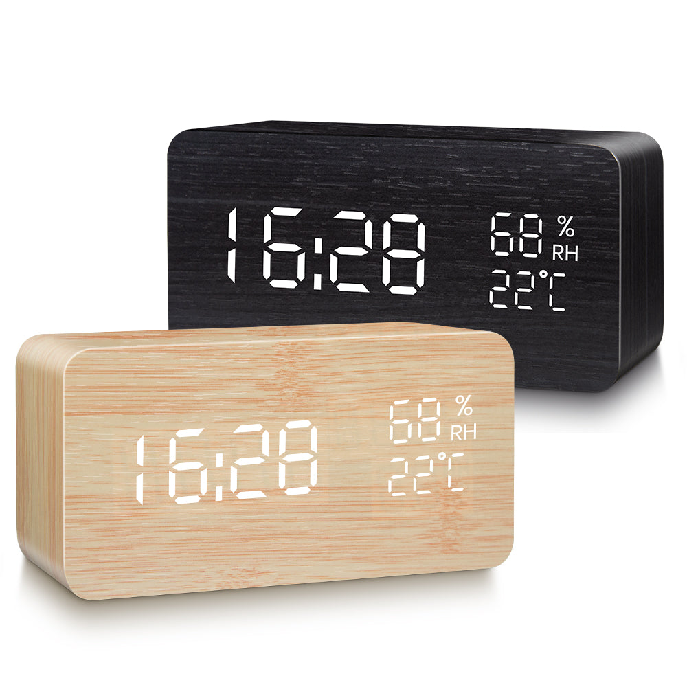 Alarm Clock LED Digital Wooden